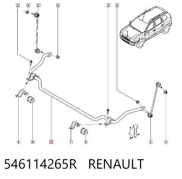 Stabilizator przedni 546114265R Renault (RVI)