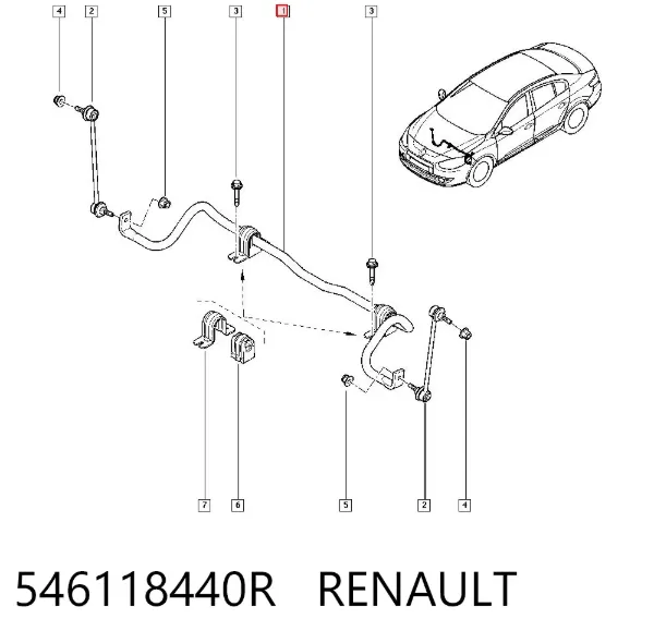 Stabilizator tylny 546118440R Renault (RVI)