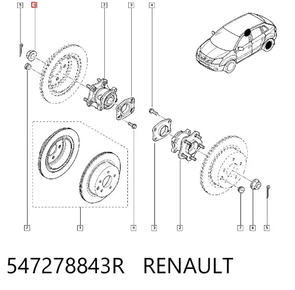Nakrętka piasty przedniej 547278843R Renault (RVI)