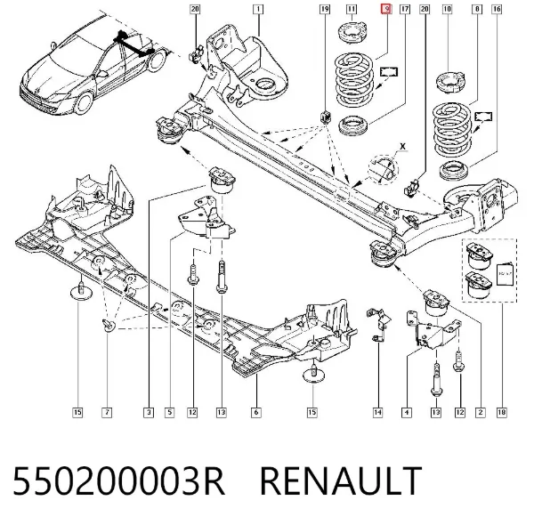 Sprężyna tylna 550200003R Renault (RVI)
