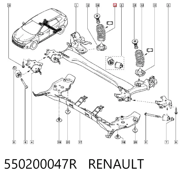 Sprężyna tylna 550200047R Renault (RVI)