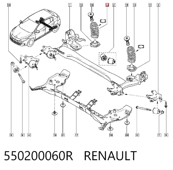 Sprężyna tylna 550200060R Renault (RVI)