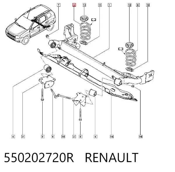 Sprężyna tylna 550202720R Renault (RVI)