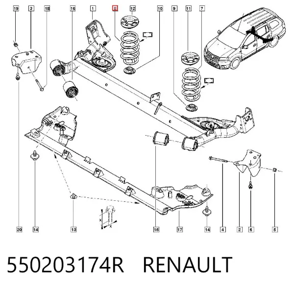 Sprężyna tylna 550203174R Renault (RVI)