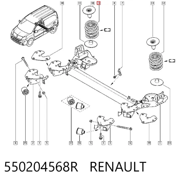 Sprężyna tylna 550204568R Renault (RVI)