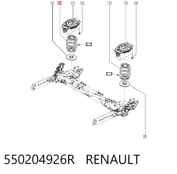 Sprężyna tylna 550204926R Renault (RVI)