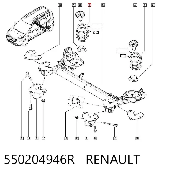 Sprężyna tylna 550204946R Renault (RVI)