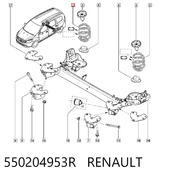 Sprężyna tylna 550204953R Renault (RVI)