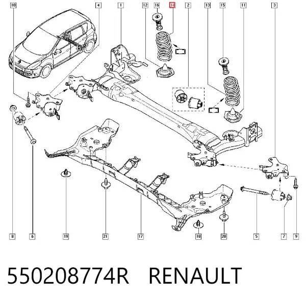 Sprężyna tylna 550208774R Renault (RVI)