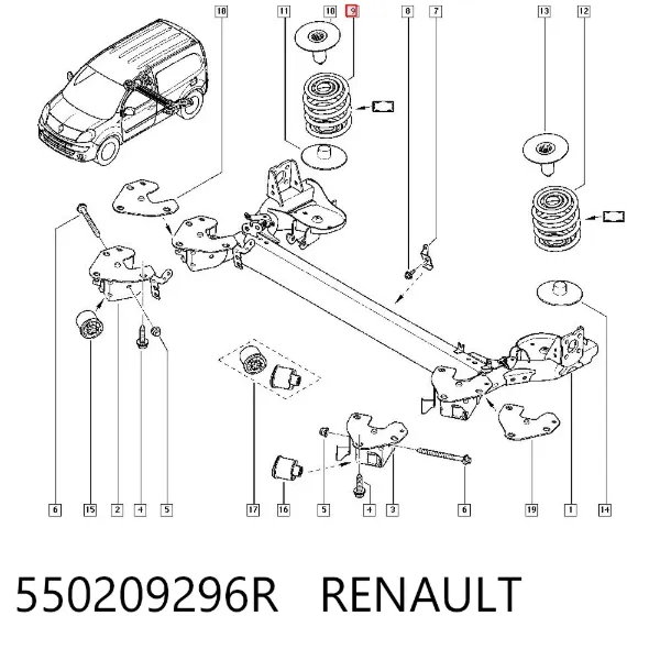 Sprężyna tylna 550209296R Renault (RVI)