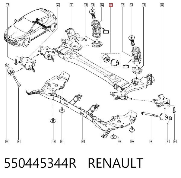 Silentblock tylnej belki 550445344R Renault (RVI)