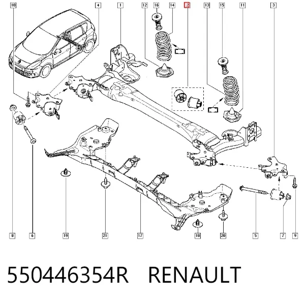 Silentblock tylnej belki 550446354R Renault (RVI)