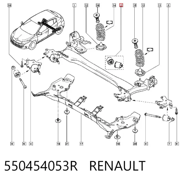 Silentblock tylnej belki 550454053R Renault (RVI)