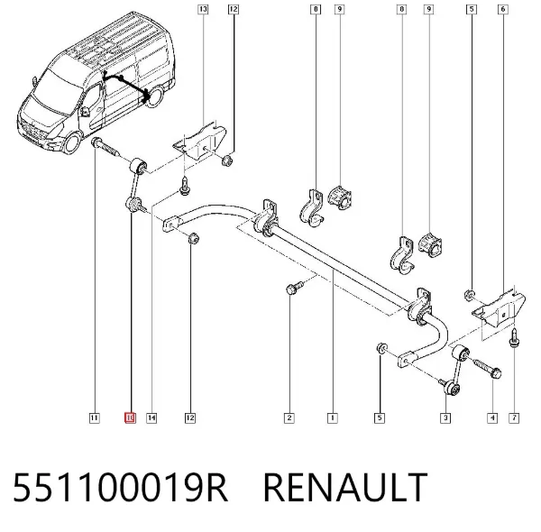Łącznik stabilizatora tylnego 551100019R Renault (RVI)