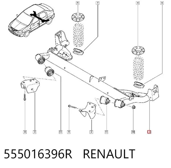 Korpus osi tylnej 555016396R Renault (RVI)