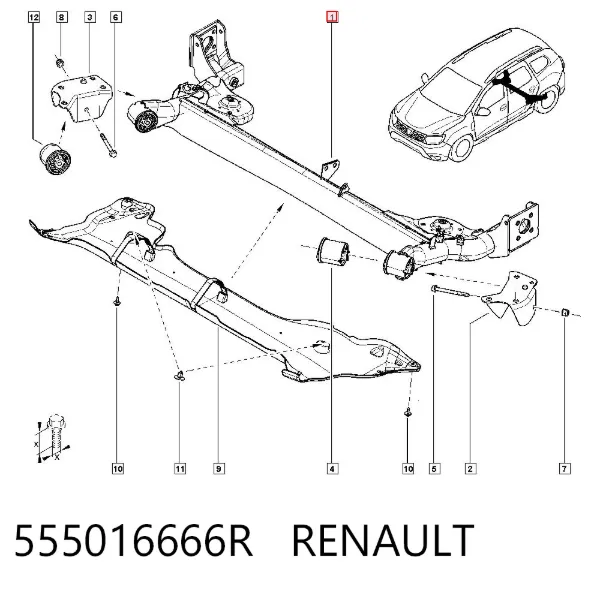 Korpus osi tylnej 555016666R Renault (RVI)