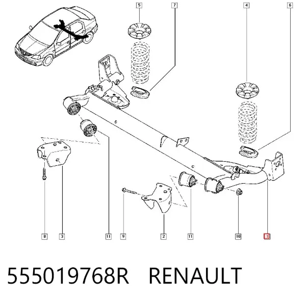 Korpus osi tylnej 555019768R Renault (RVI)