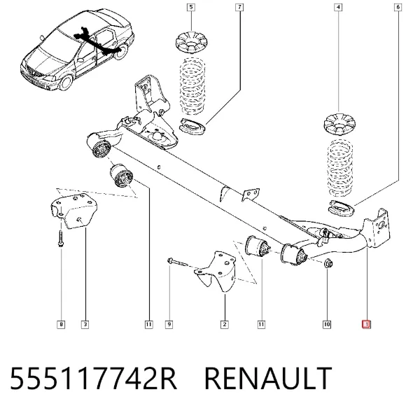 Korpus osi tylnej 555117742R Renault (RVI)