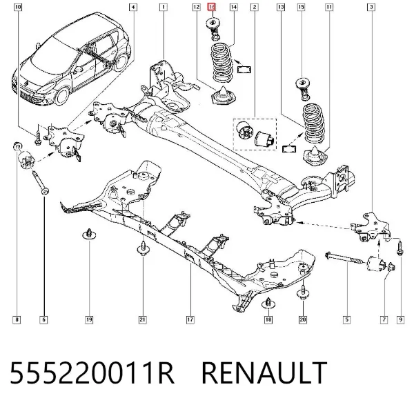 Odbój sprężyny tylnej 555220011R Renault (RVI)