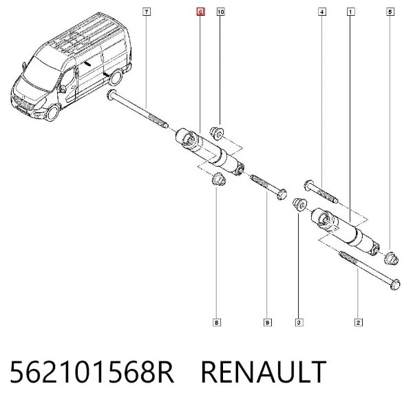 Amortyzator tylny 562101568R Renault (RVI)