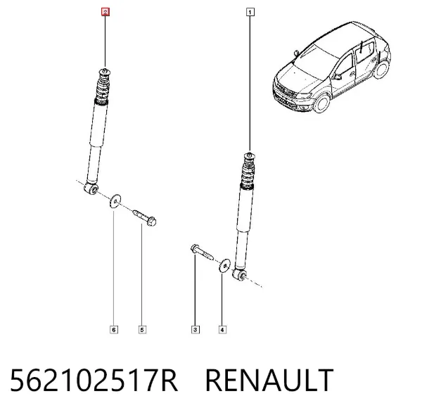 Amortyzator tylny 562102517R Renault (RVI)
