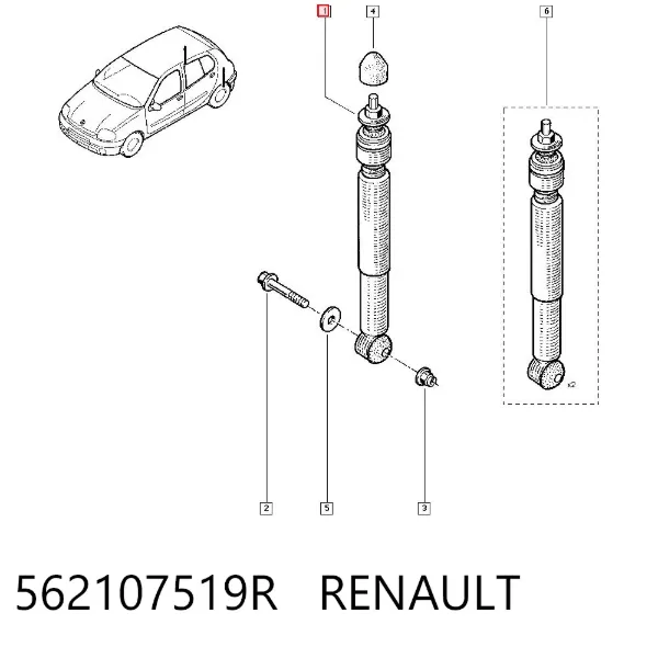Amortyzator tylny 562107519R Renault (RVI)