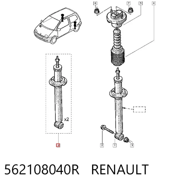 Amortyzator tylny 562108040R Renault (RVI)