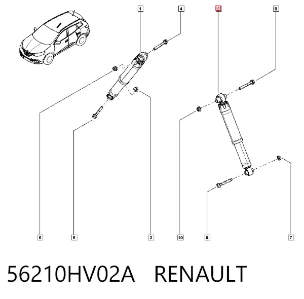 Amortyzator tylny 56210HV02A Renault (RVI)
