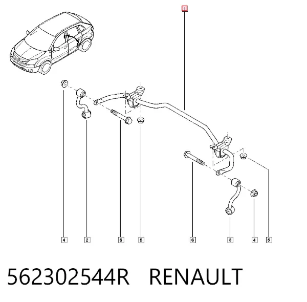Stabilizator tylny 562302544R Renault (RVI)