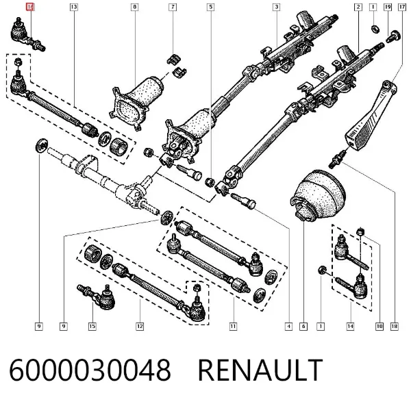 Końcówka drążka kierowniczego zewnętrzna 6000030048 Renault (RVI)