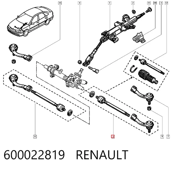 Drążek kierowniczy 600022819 Renault (RVI)