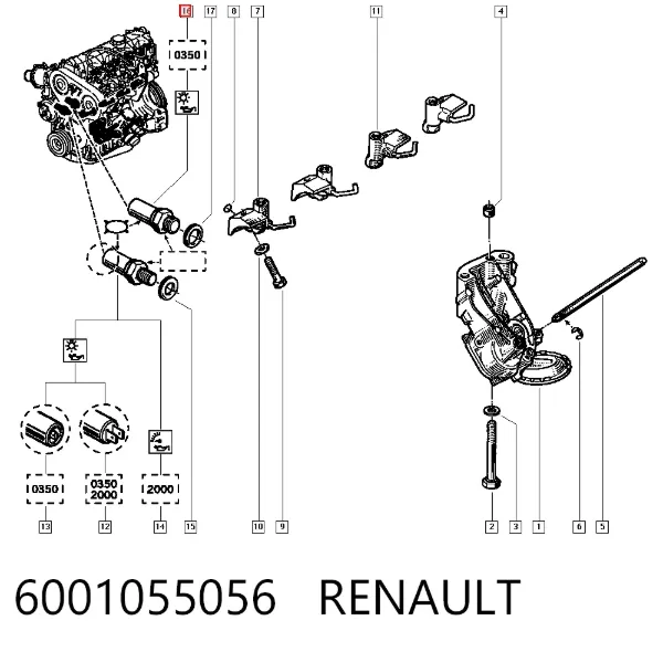 Czujnik ciśnienia oleju 6001055056 Renault (RVI)