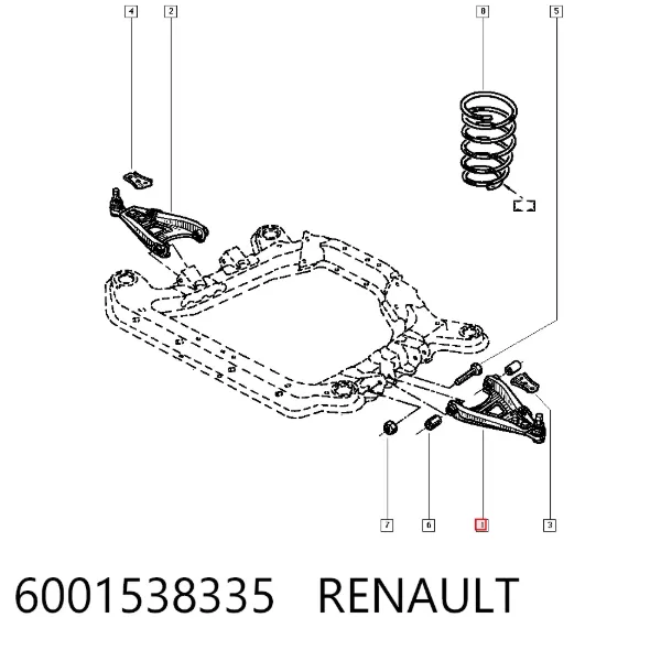Wahacz zawieszenia przedniego dolny lewy 6001538335 Renault (RVI)