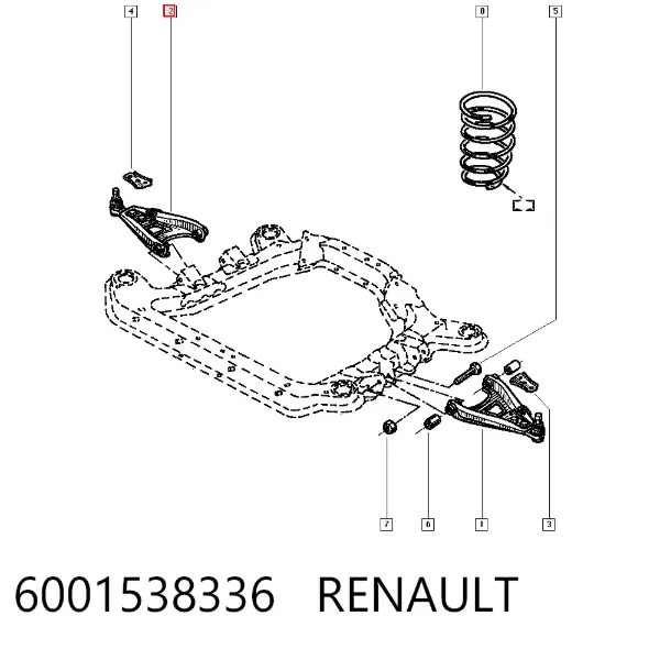 Wahacz zawieszenia przedniego dolny prawy 6001538336 Renault (RVI)