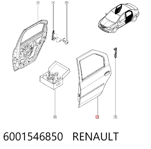 Drzwi tylne lewe Renault LOGAN I