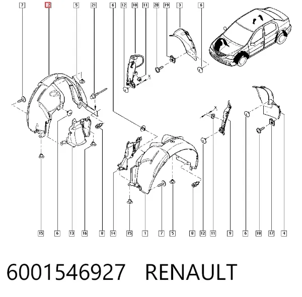 Nadkole błotnika przedniego prawe 6001546927 Renault (RVI)