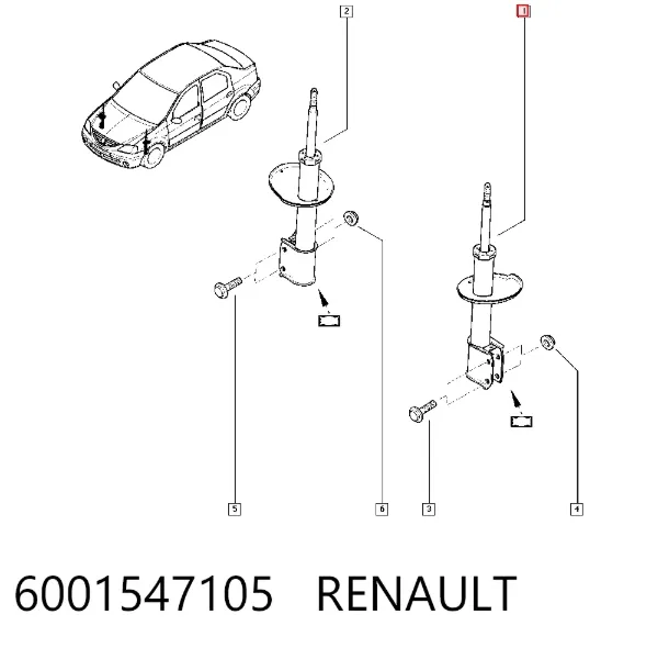 Amortyzator przedni 6001547105 Renault (RVI)