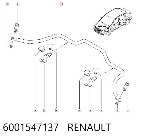 Stabilizator przedni 6001547137 Renault (RVI)