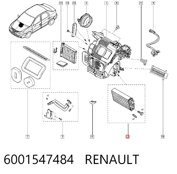 Chłodnica nagrzewnicy (ogrzewacza) 6001547484 Renault (RVI)