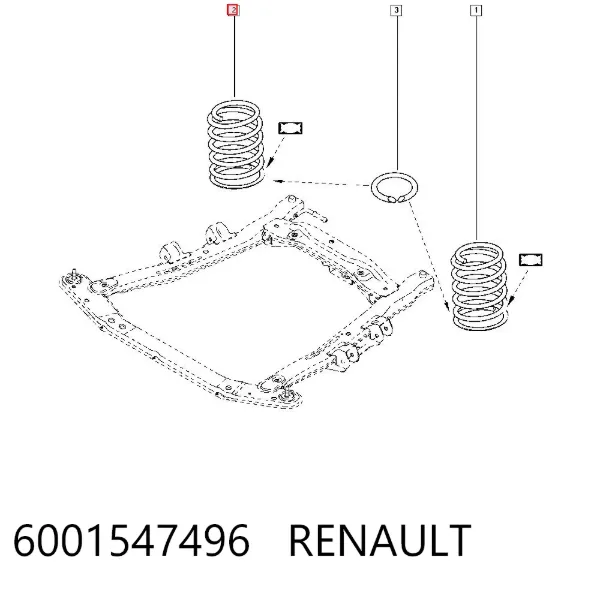 Sprężyna przednia 6001547496 Renault (RVI)