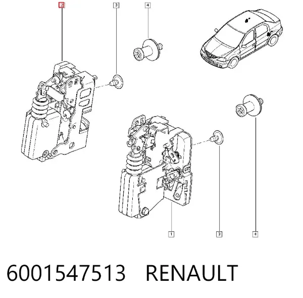 Zamek drzwi tylnych prawych 6001547513 Renault (RVI)