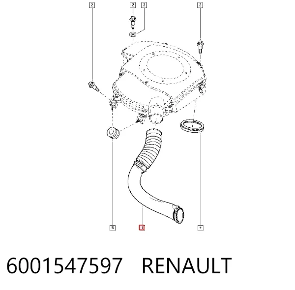 Wlot powietrza do filtra powietrza 6001547597 Renault (RVI)