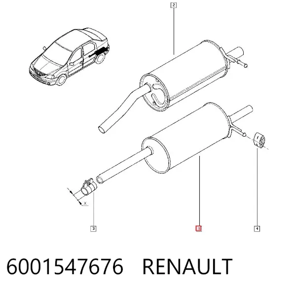 Tłumik, tylna część 6001547676 Renault (RVI)