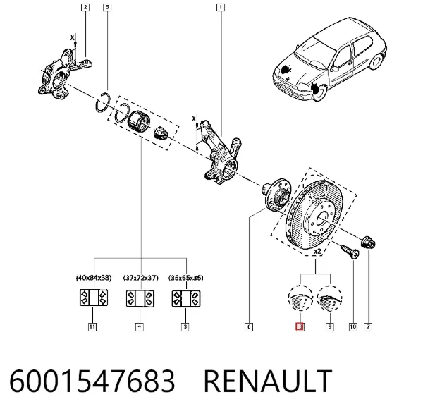 Tarcza hamulcowa przednia 6001547683 Renault (RVI)