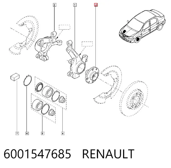 Piasta przednia 6001547685 Renault (RVI)
