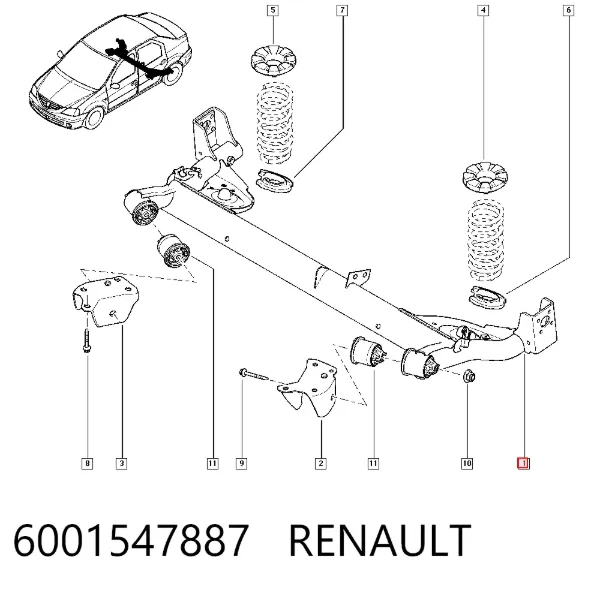 Korpus osi tylnej 6001547887 Renault (RVI)