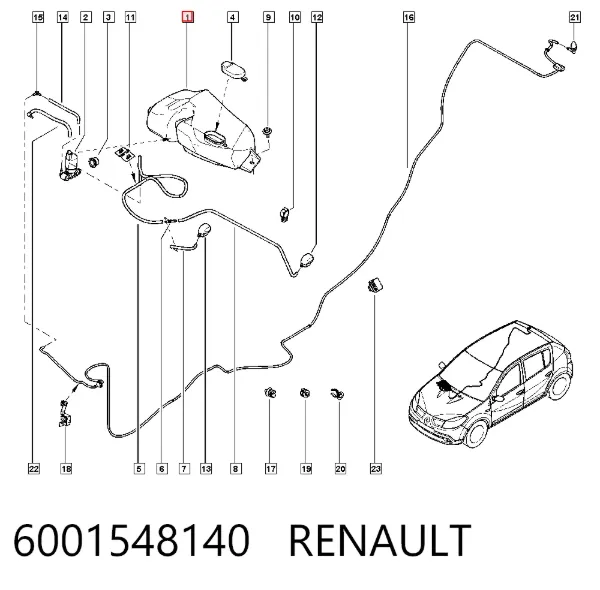 Zbiorniczek spryskiwacza szyb 6001548140 Renault (RVI)