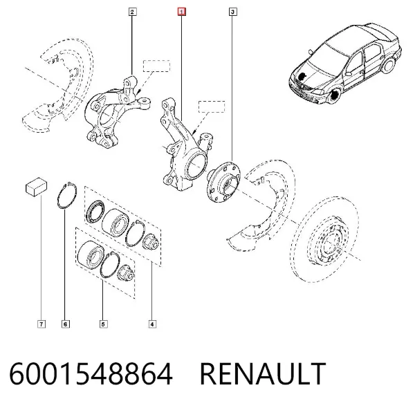 Czop (zwrotnica) przedni lewy 6001548864 Renault (RVI)