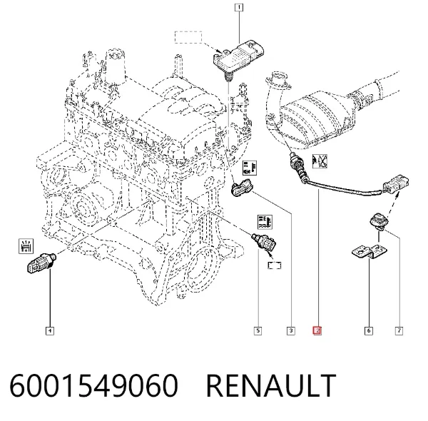 Sonda lambda, czujnik tlenu 6001549060 Renault (RVI)