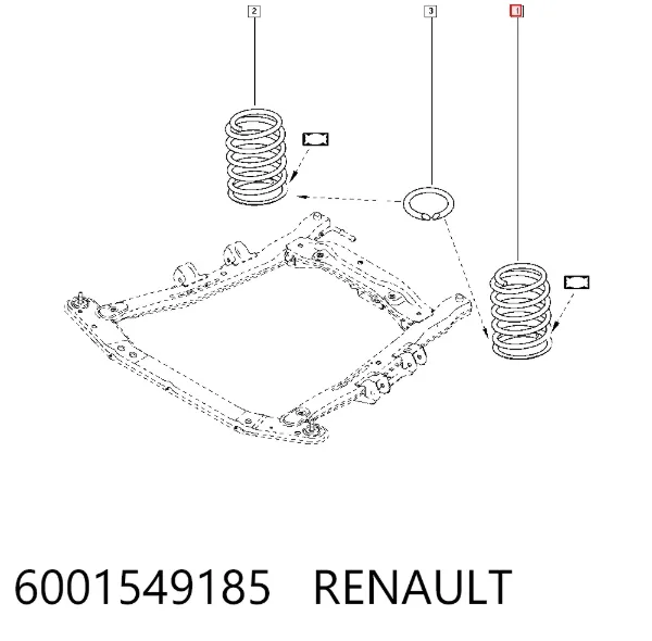Sprężyna przednia 6001549185 Renault (RVI)